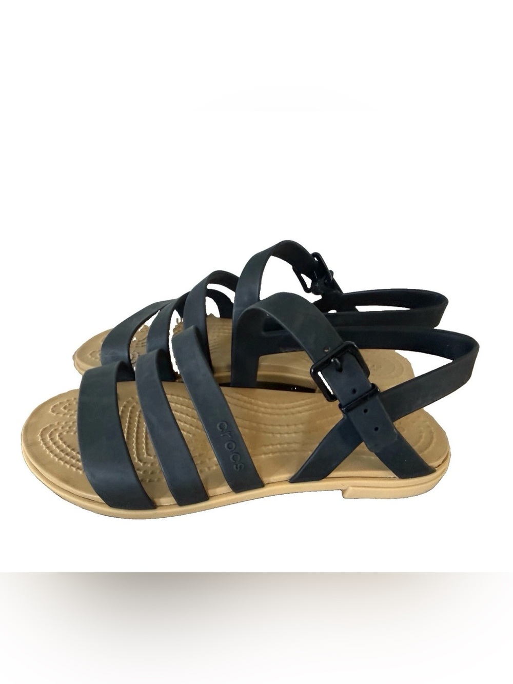 Crocs Tulum Women’s Size 5 Black And Tan Strappy Sandals Sandals-travel
